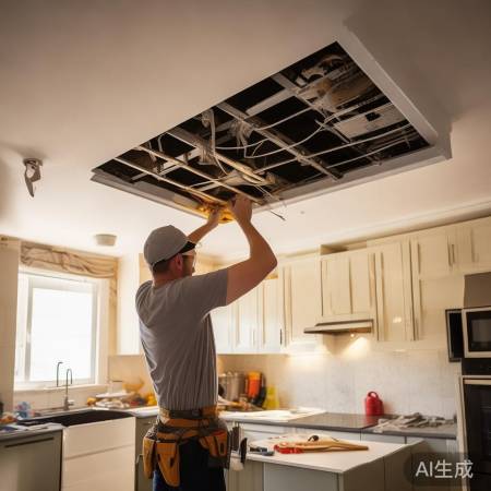 拆吊顶，期待油烟机安装