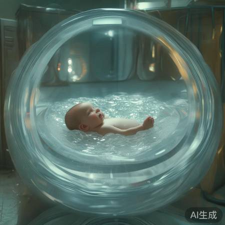 洗衣机中婴儿象征心灵重生