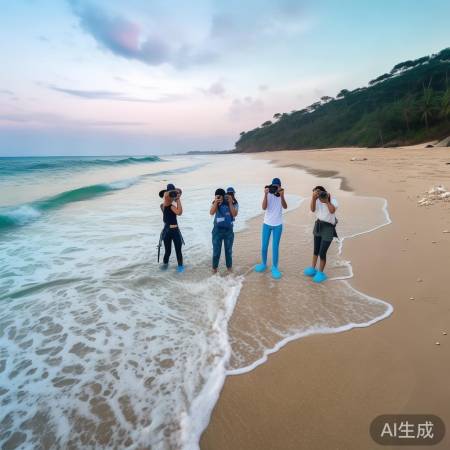 周末平潭游，蓝鞋套踏浪