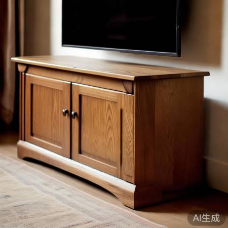 稳重材质电视柜，匹配电视屏幕。